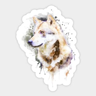 Watercolor Portrait - Wolf Profile Sticker